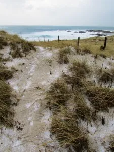 hail on sand dunes