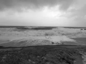 black and while storm beach
